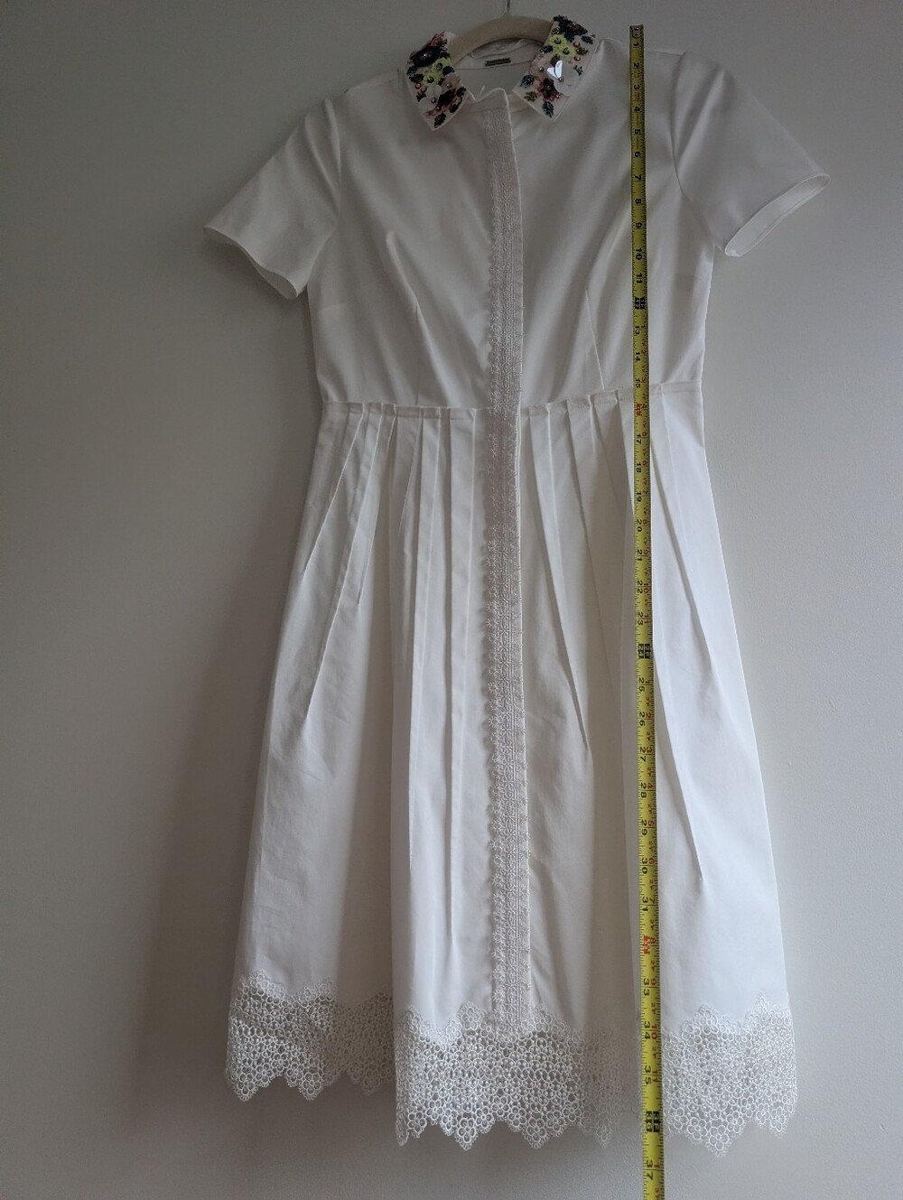 NWT Elie Tahari White Sammy Dress Beaded Floral Collar Short Sleeve Sz 2 - Picture 13 of 13